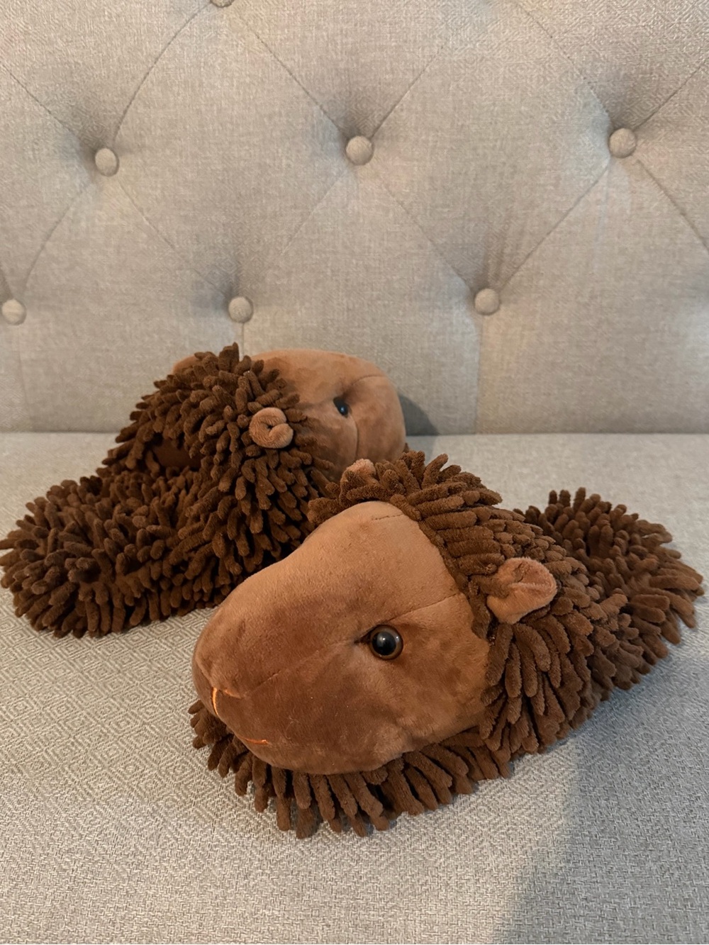 Brown Plush Animal Slipper - Cozy Indoor Shoes